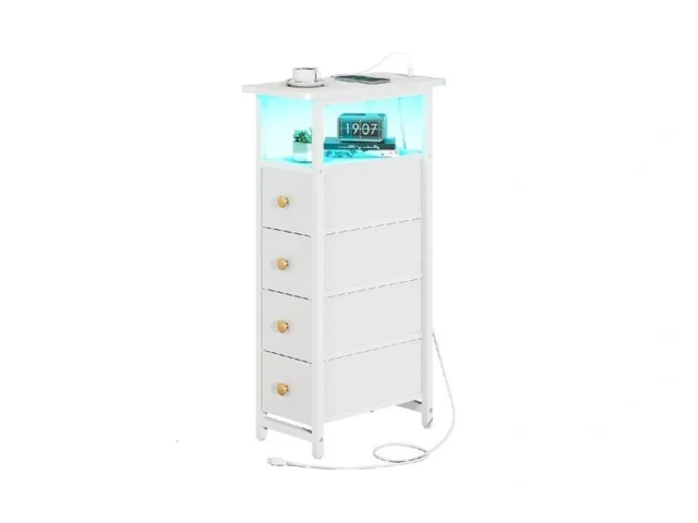 Yoobure Led Narrow Nightstand With Charging Station… Code