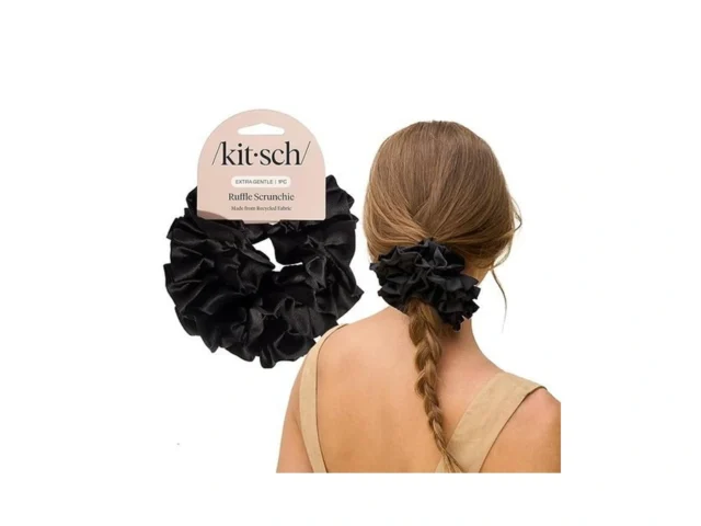 Kitsch Recycled Satin Ruffle Scrunchie Gentle Hair… Code
