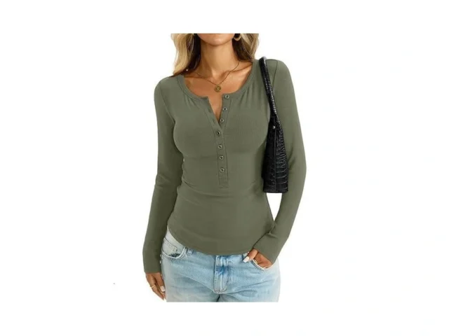 Easygala Womens Henley Long Sleeve Shirt Cotton… Code