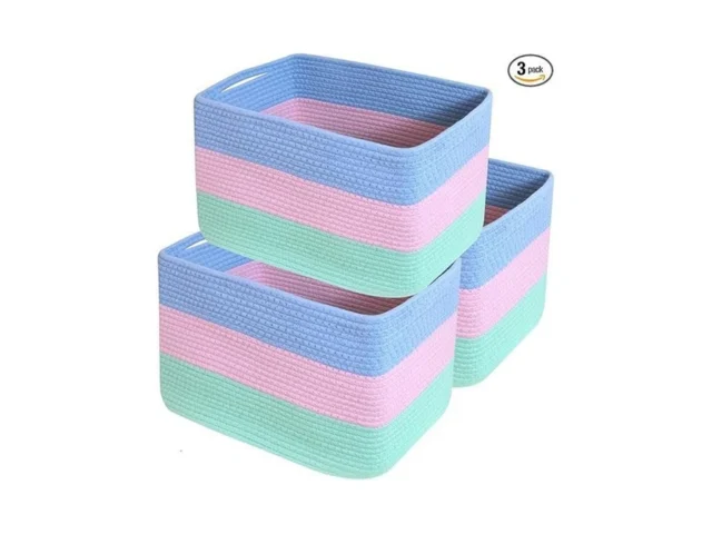 Hopegiver Rainbow Storage Baskets Set Of 3 Cotton… Coupon