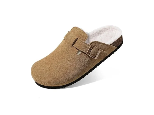 Kidmi Women S Fur Lined Suede Clogs Fuzzy Cork… Code