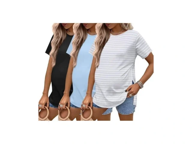 Ekouaer 3 Pack Maternity Shirts Short Sleeve Split… Code