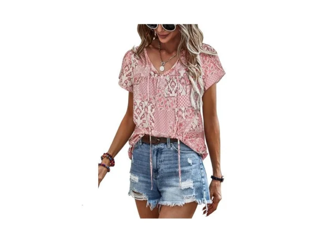 Women S Summer Tops Casual Floral Print V Neck… Code
