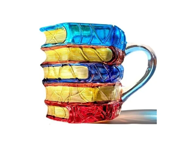 Aklozyx Artistic Book Stack Glass Coffee Mug 7oz… Code
