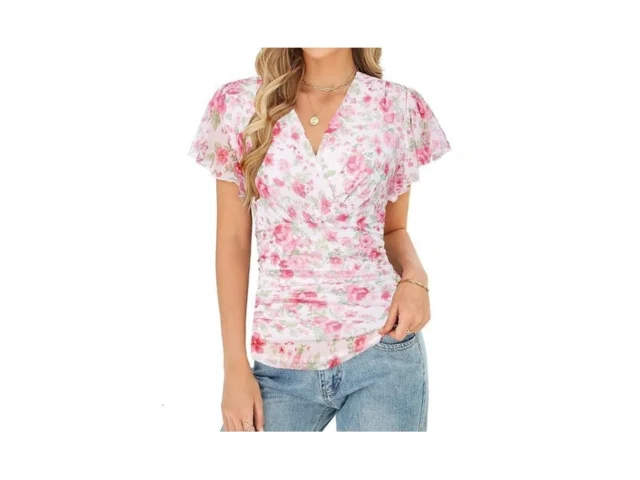 Grace Karin 2026 Womens Mesh Tops Summer Ruffle… Code