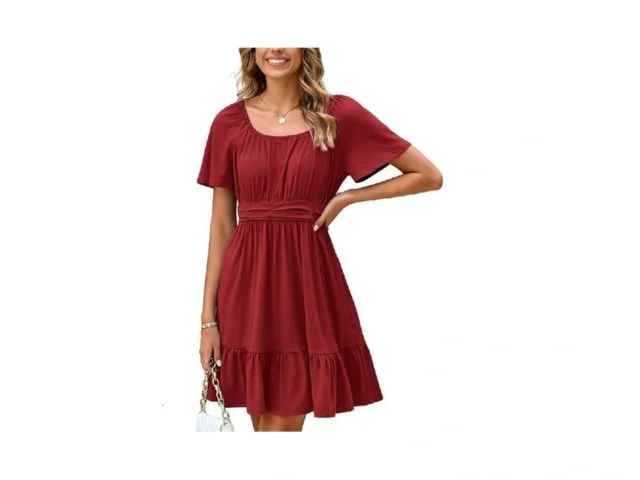 Simplee Womens Summer Dresses 2025 Mini Square Neck… Code
