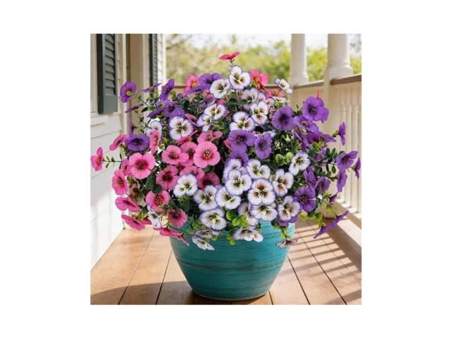 Brlita 17 Inch Artificial Faux Pansy Flowers For… Code