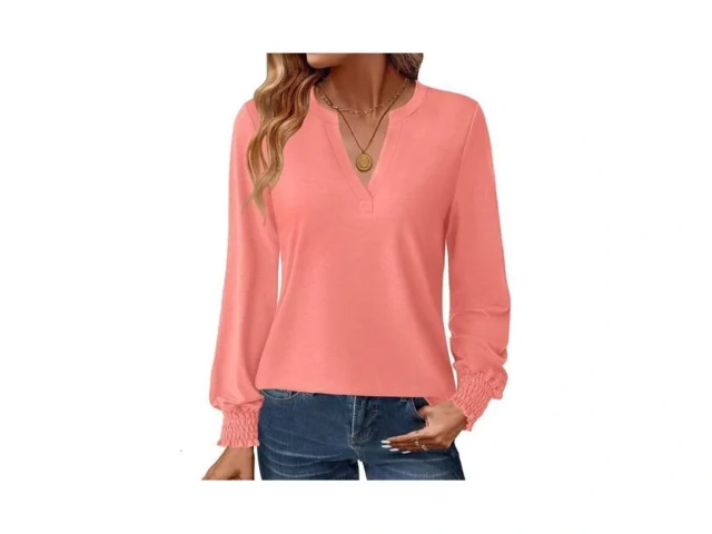Gkbk Womens Long Sleeve Shirts Fall Tops V Neck… Code