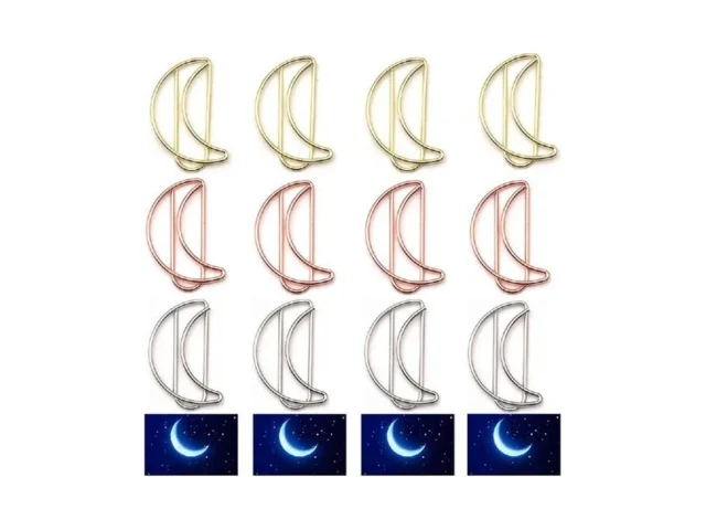 Upquzzfy 24 Pcs Metal Moon-shaped Paper Clips Set… Code