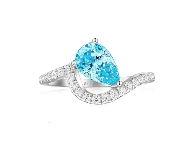 Cijisx 1 5ct Pear Shape Ring 925 Sterling Silver… Code