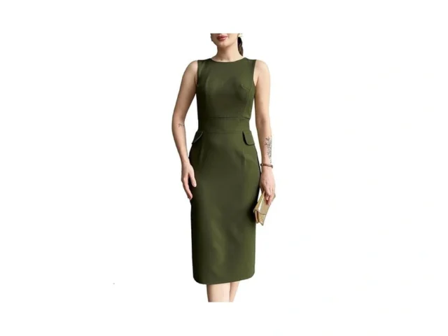Women S Crew Neck Elegant Sleeveless Midi Bodycon… Code