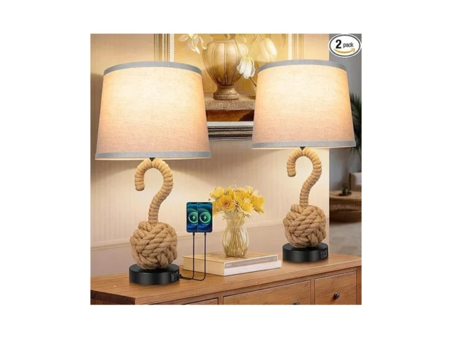 22 Rope Lamp Set Of 2 Boho Table Lamps For Night… Coupon