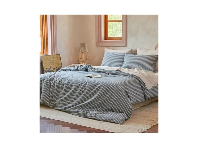 Faluca 100 Washed Cotton Striped Duvet Cover Set… Code