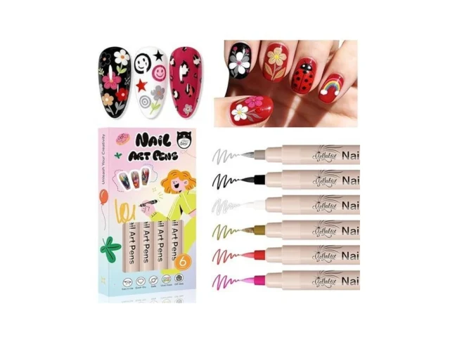 6 Color 3d Nail Art Pens Set 0 7mm Nail Polish Pens… Code