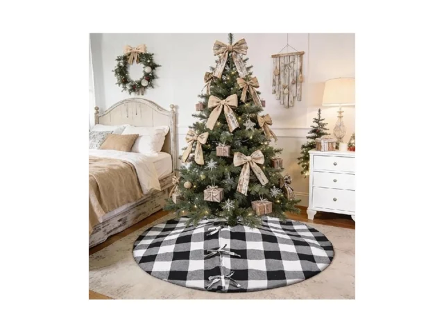 Sofevaim Black Buffalo Plaid Tree Skirt 48 Large… Code
