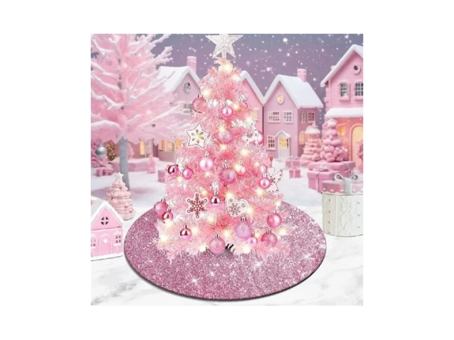 Yuboo Mini Pink Tree Skirt 24 Inch Small Sequin… Code