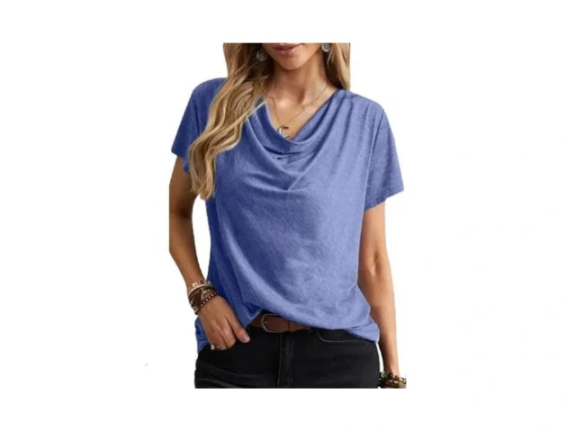 Kevamolly Cowl Neck Blue Blouses For Women Dressy… Code