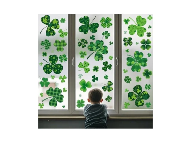 St Patricks Day Window Clings 118pcs Green Shamrock… Code