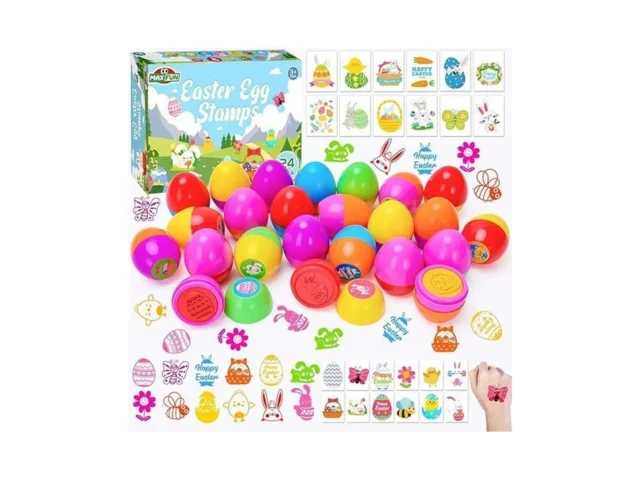 Max Fun 24pcs Easter Egg Stampers Prefilled Easter… Code