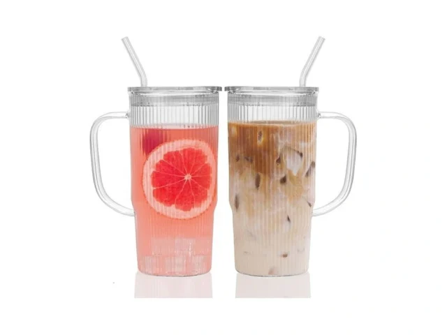 Gosche Glass Cups With Lids And Straws Glass… Code