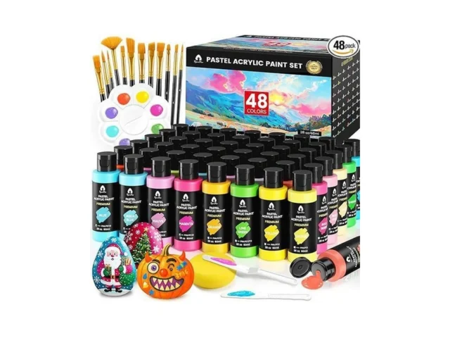 64 Pcs Pastel Acrylic Paint Set With 12 Brushes 2… Code