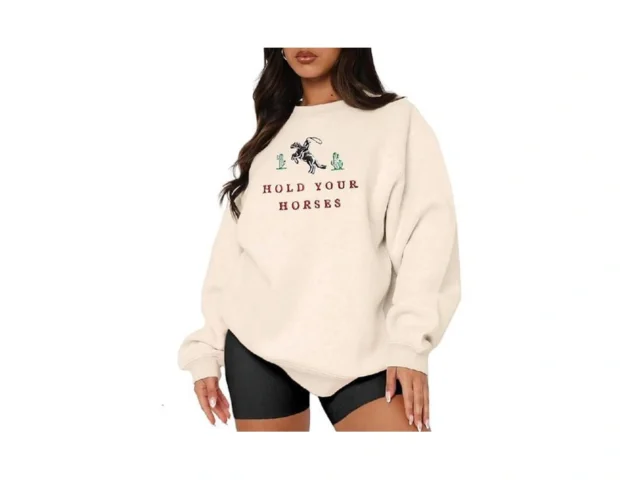 Mapick Oversized Sweatshirt Women Embroidered Hold… Code
