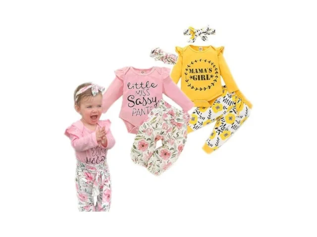 Curipeer 2 Packs Baby Girls Rompers Pants Sets… Code