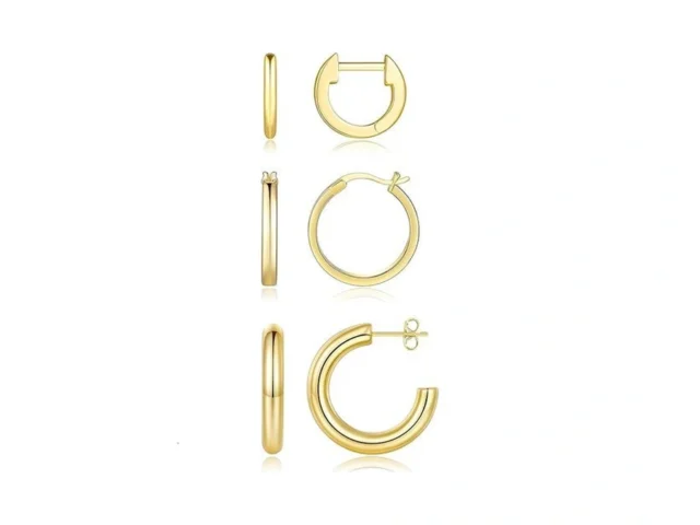Gold Hoop Earrings For Women 14k Gold Plated Hoop… Code