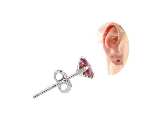 Ruby Red Cubic Zirconia Sterling Silver Stud… Coupon