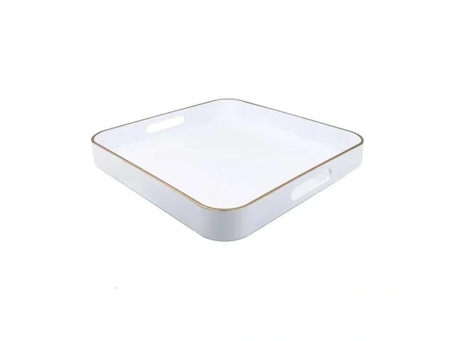 Omuriko White Square Decorative Tray With Handles… Code