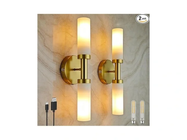 Thyfenno Dimmable Gold Battery Operated Wall Sconce… Code