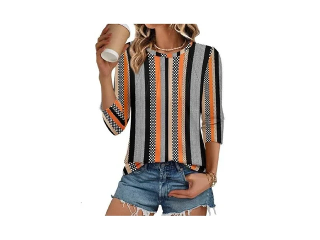 Athmile 3 4 Length Sleeve Womens Tunic Tops Round… Code