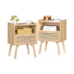 Amazon code: Lerliuo Rattan Nightstands Set Of 2 Boho