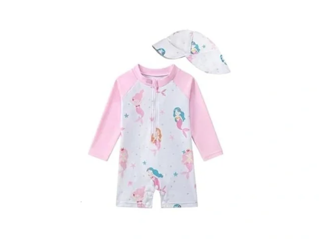 Jiamy Toddler Baby Girls Swimsuit With Sun Hat Long… Code