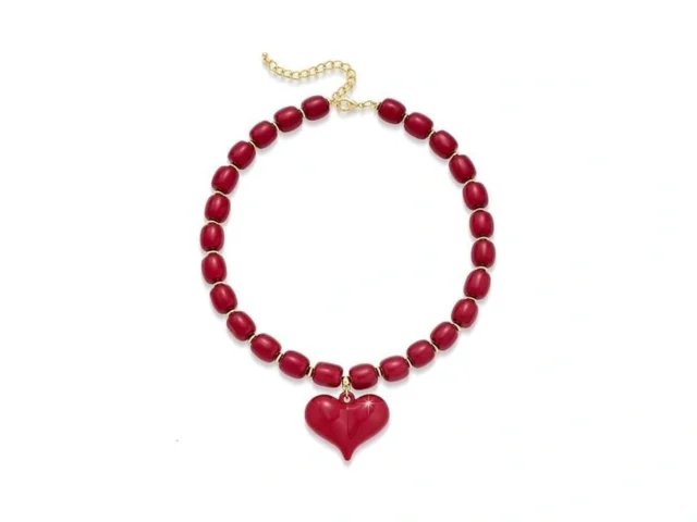 Filmoon Amber Toned-acrylic Red Puffy Heart Pendant… Code