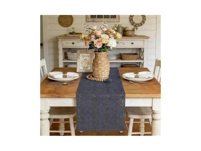 Yuboo Small Table Runner 36 Inches Dark Grey Boho… Code