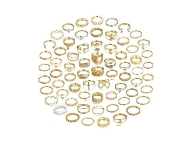 Yeezii 68 Pcs Gold Knuckle Rings Set For Women… Code
