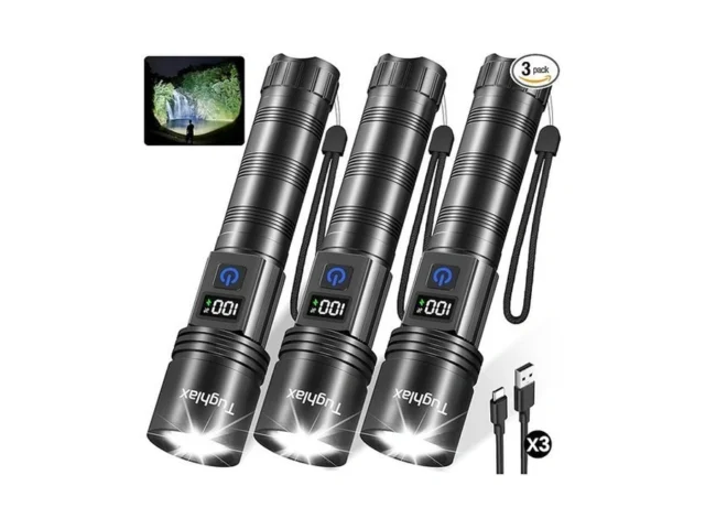 Tughlax 3pack Rechargeable Flashlights High Lumens… Code