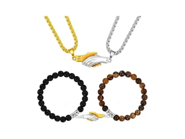 Znboh 4pcs Couples Bracelets Necklace Set For Women… Code