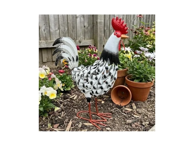 Hongland Metal Rooster Yard Decor 16 Solar Chicken… Code