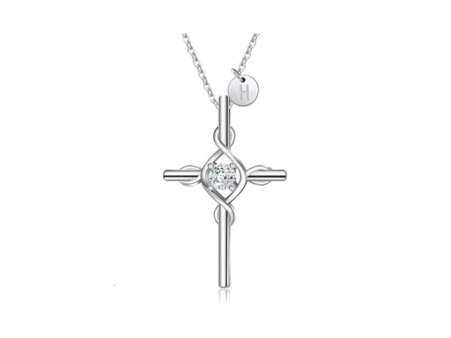 Riviko Cross Pendant Initial Necklace For Women 925… Code