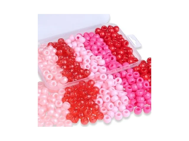 Xiannvxi Red Pink Pony Beads 500pcs 9mm Valentine… Code
