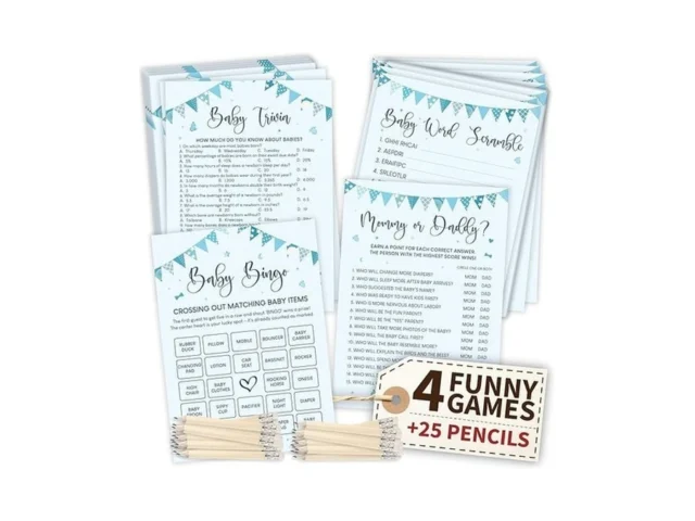 Woodamore Hilarious Baby Shower Games Boy – 4 Funny… Code