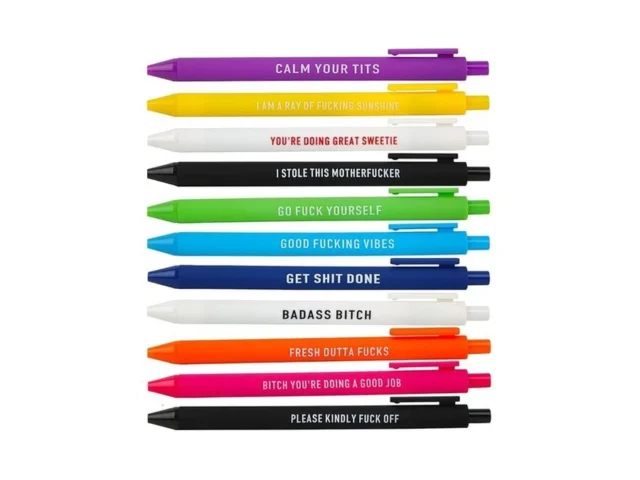 Funny Pens Colorful Ballpoint Pen Set With Snarky… Code