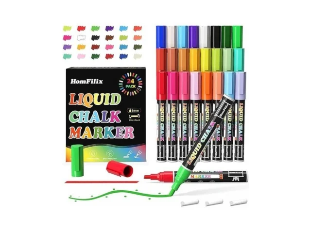 Homfilix 24-color Liquid Chalk Markers Set Erasable… Code