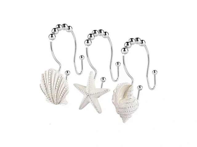 Decorative Shower Curtain Hooks Finros 12 Pcs… Code