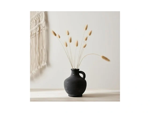 Geniff 6-inch Black Ceramic Vase With Handles… Code
