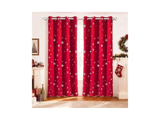 Lordtex Snowflake Foil Print Christmas Curtains For…