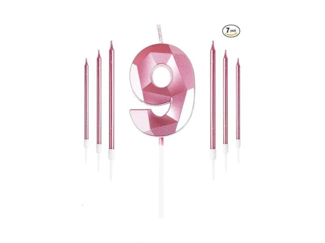 Pink Number 9 Birthday Candle With 6pcs Long… Code