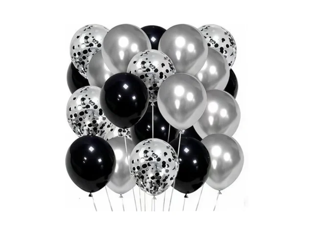Laorei Black And Silver Balloons 50pcs 12inch… Code